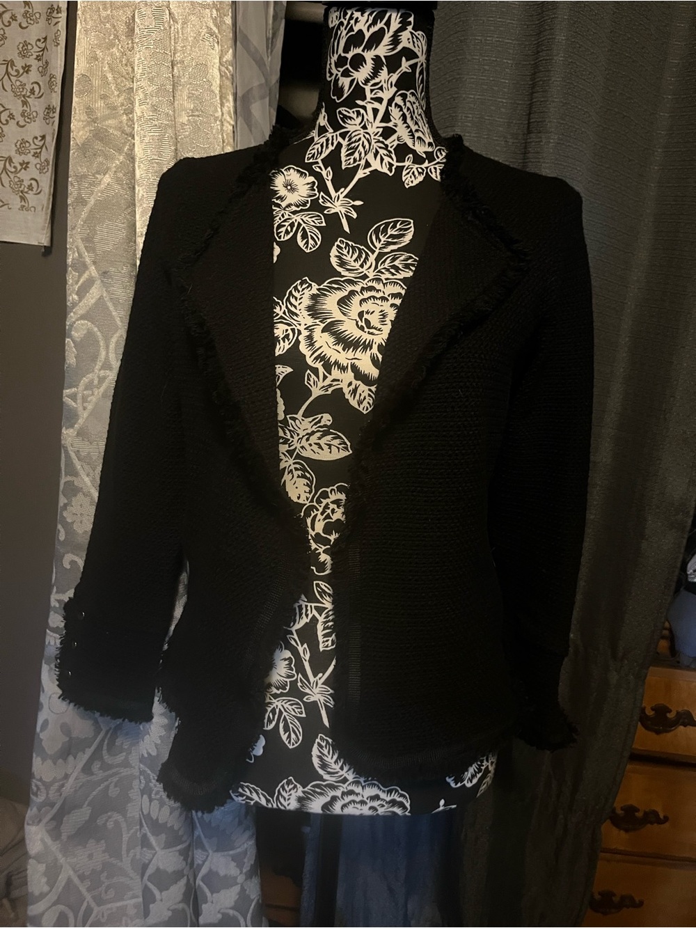 Black Women's Open-Front Jacket - Classic Textured Knit stitch fix nwt